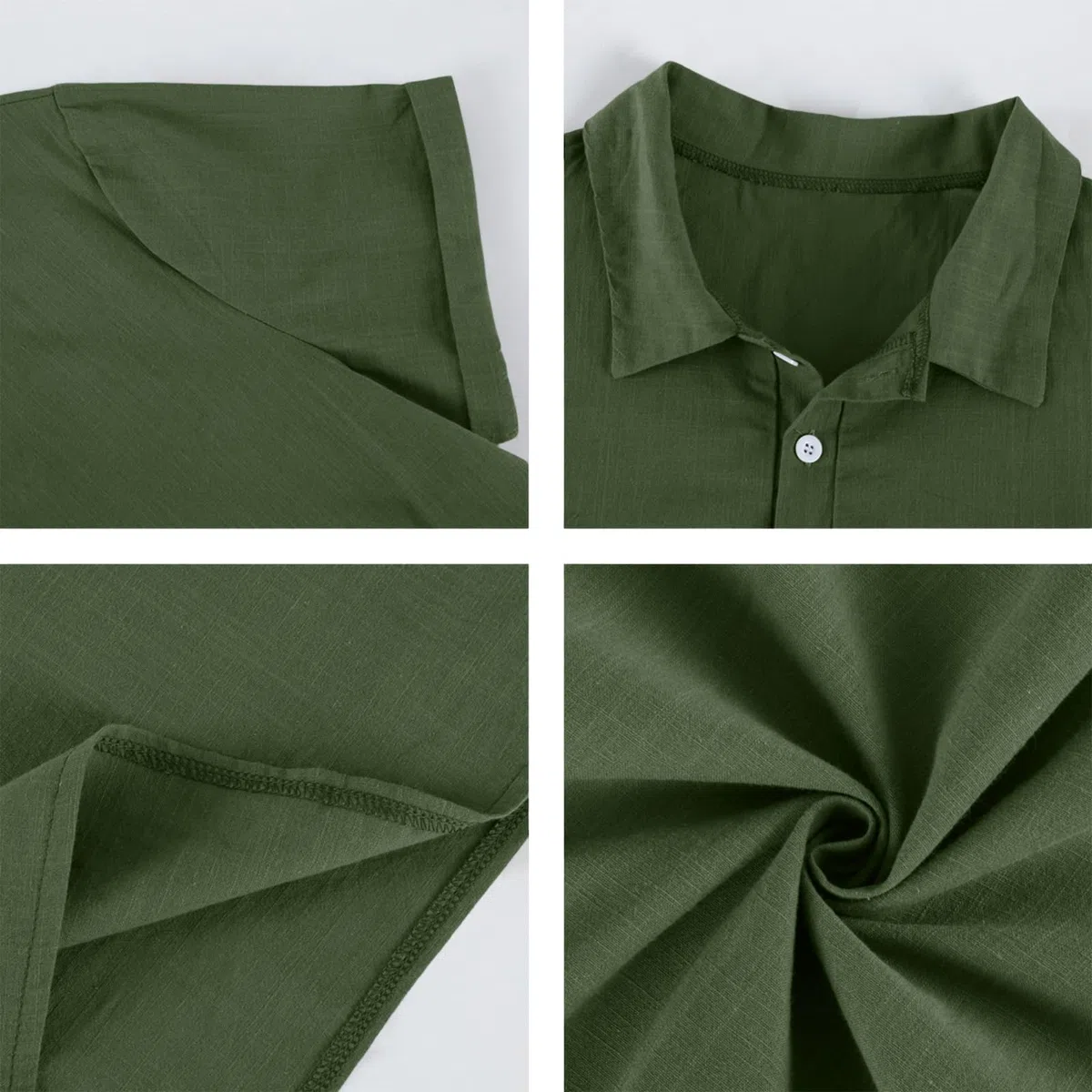 Chemise Homme Style Henley Col Mao Manches Lin Mélangé Ample Décontracté pour Été Bureau