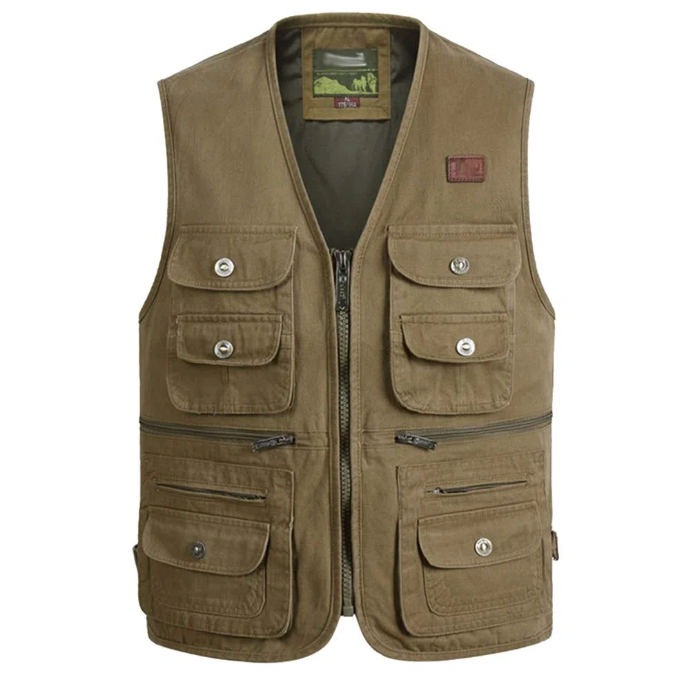 Gilet Multi-Poches sans Manche Veste Durable pour Camping Pêche Chasse Photographie Homme