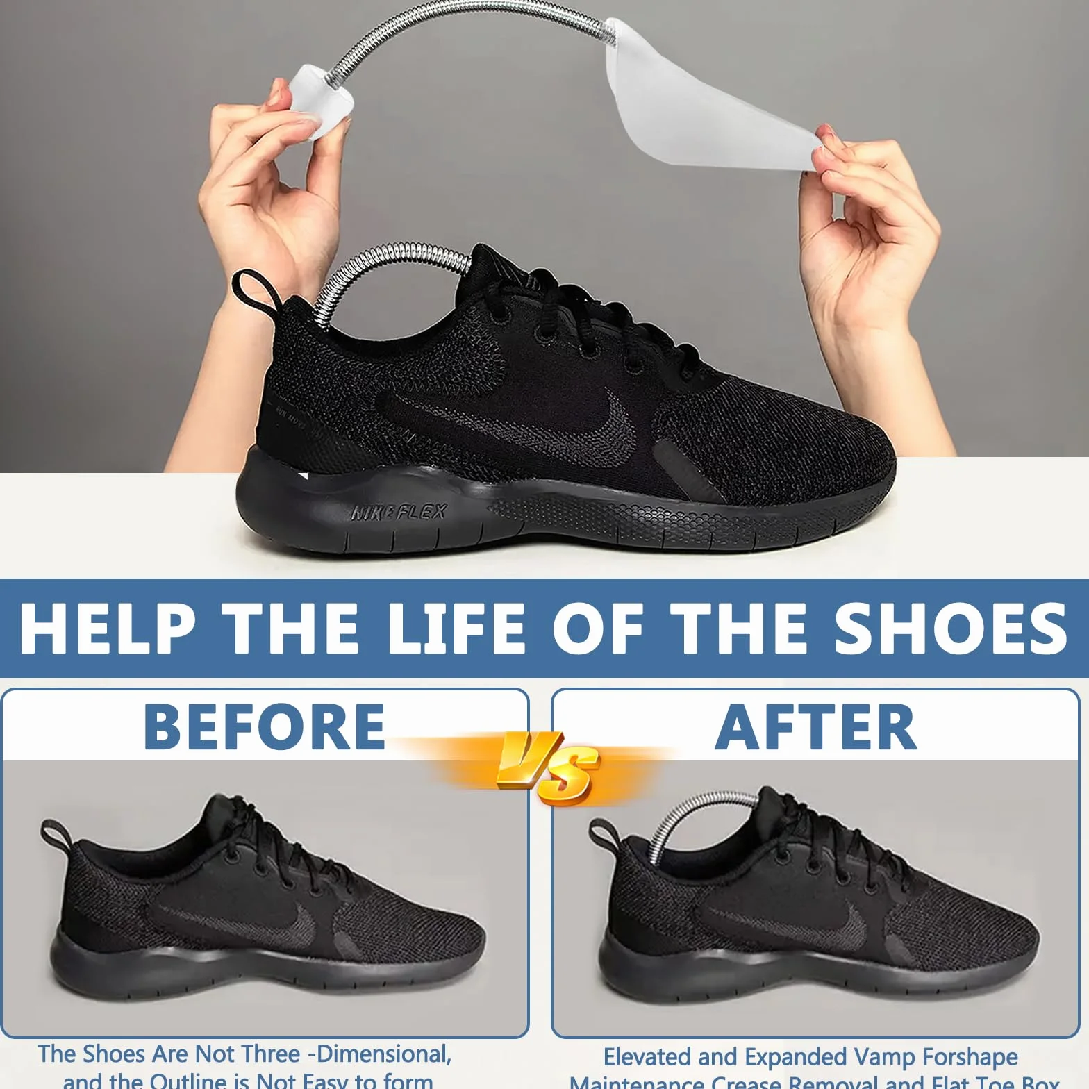 MOYKSRR Lot de 5 Paires Embauchoirs en Plastique, D'embauchoirs en Plastique à Longueur Réglable, Embauchoirs Chaussures avec Ressort Spirale, Taille Adaptable 39-47, Transparent