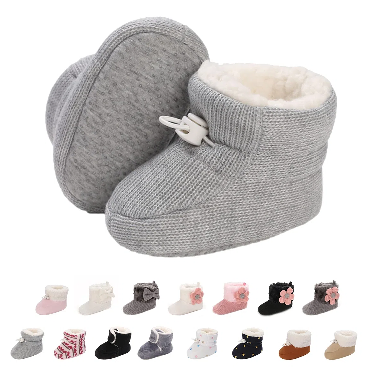Bottines Bébé Garçon Fille, Naissance Hiver Chaud Douce Bottes de Neige Berceau Chaussures Tout-petit Antidérapant Premiers Pas Enfant Boots pour 0-18 Mois Bébé Unisex