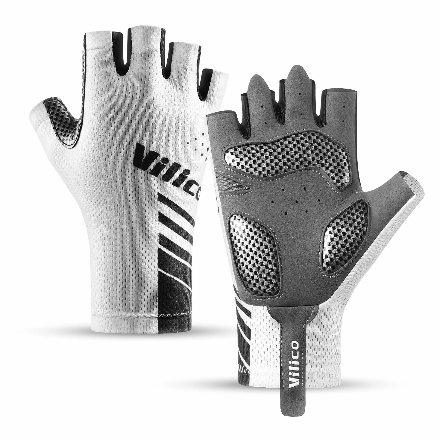 Vilico Gants de vélo pour vélo de Course et VTT – Antidérapants, Respirants, avec Coussinets amortisseurs – Légers et Confortables pour Route et Terrain