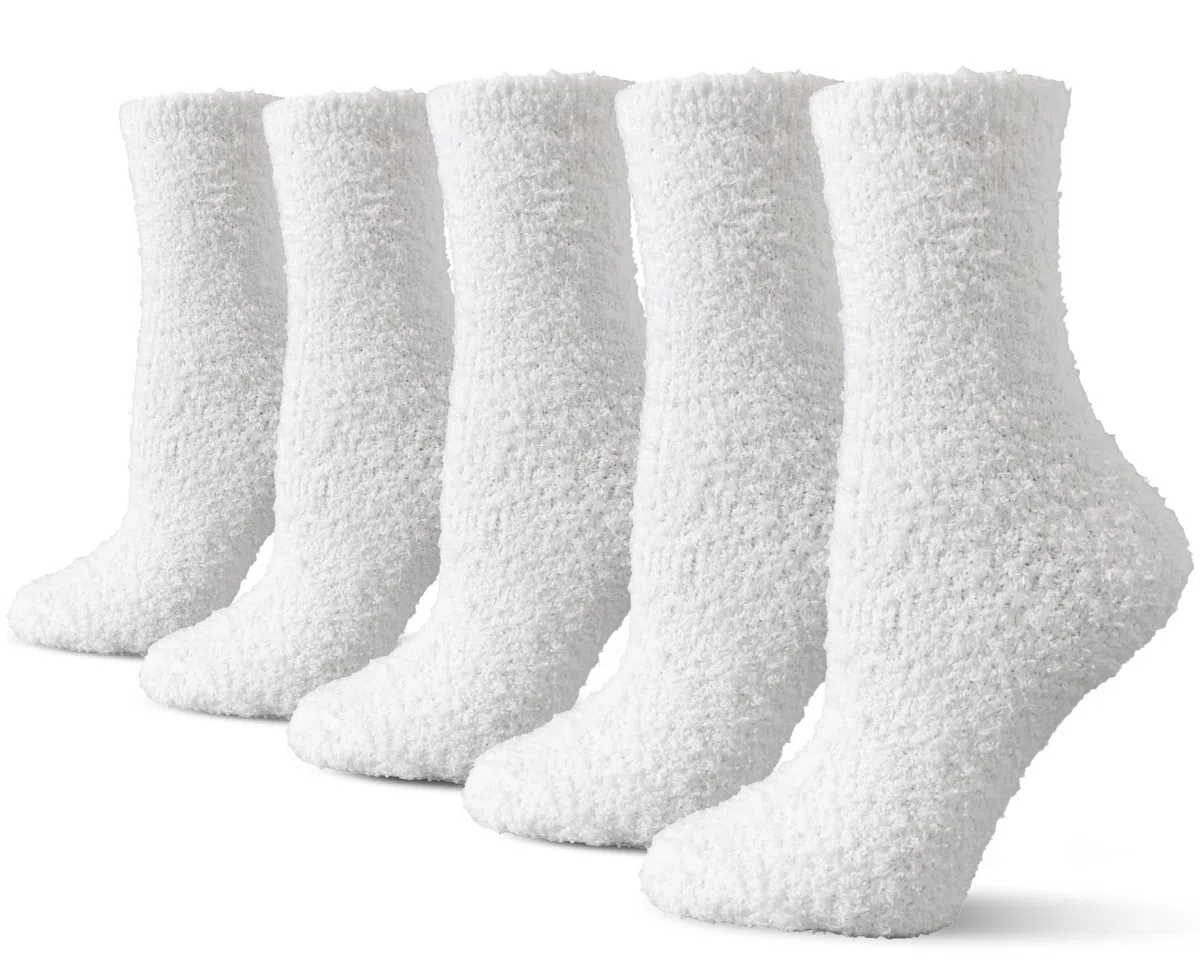TOCONFFON Lot de 5,6,7 paires de chaussettes pelucheuses confortables pour femme