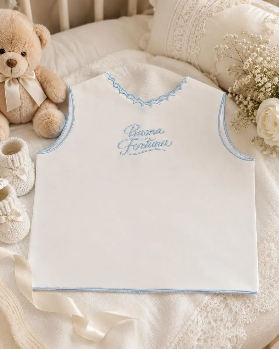 Chemise porte-bonheur pour bébé, fabriquée en Italie, 100 % coton percale, Camincina