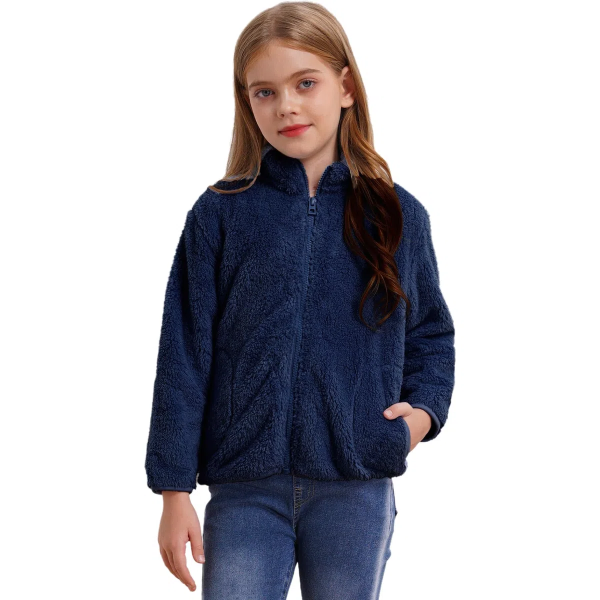 Enfant Fille Garçon Blouson Polaire Chaud Veste Sweat Zippé Peluche Hiver Automne Décontracté