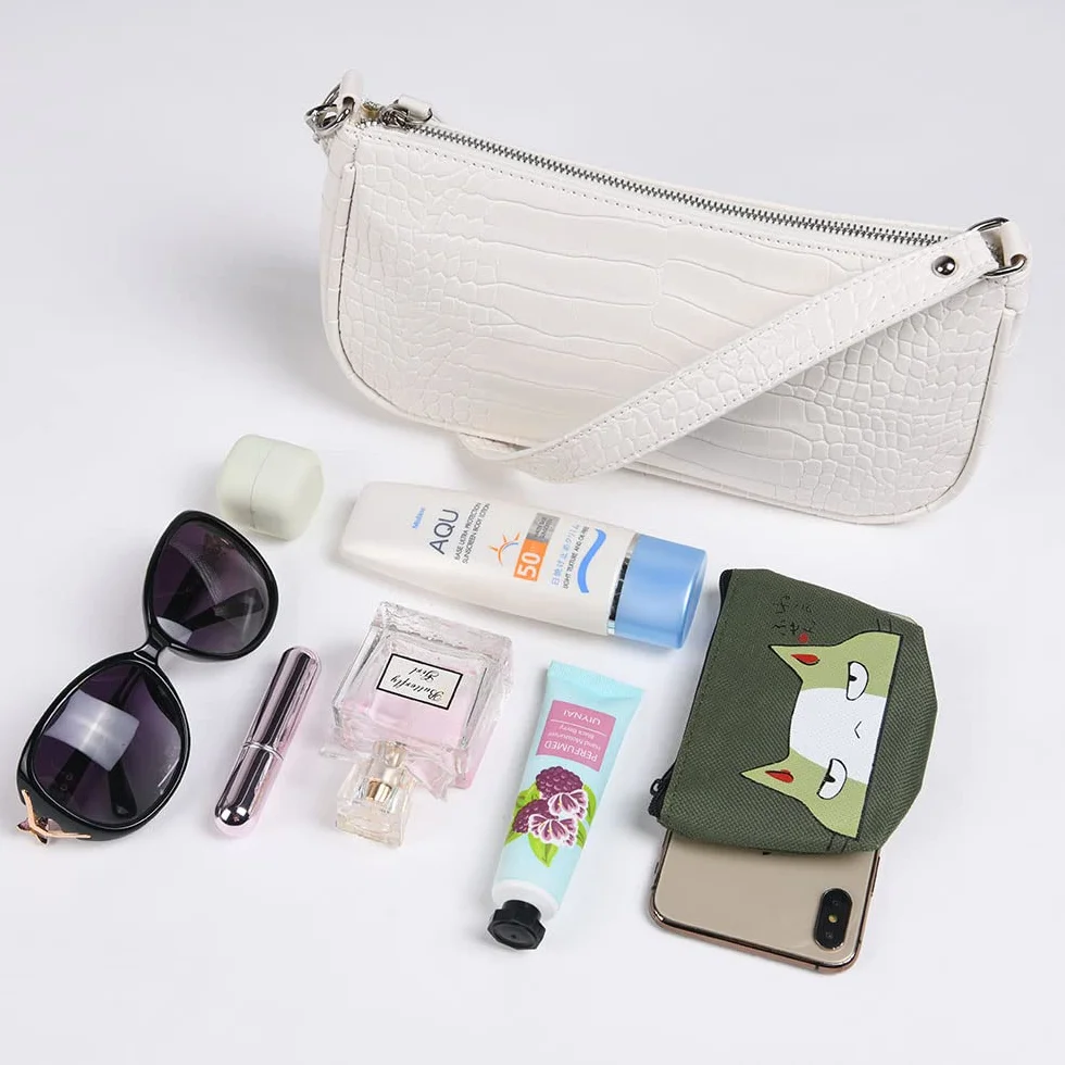 Aucuu Sac à Bandoulière en Cuir pour Femme, Mini Sac à Main avec Motif Crocodile Rétro en Cuir PU Souple, Petit Sac à Bandoulière Classique pour Femme des années 90 Mini Sacs avec Chaîne