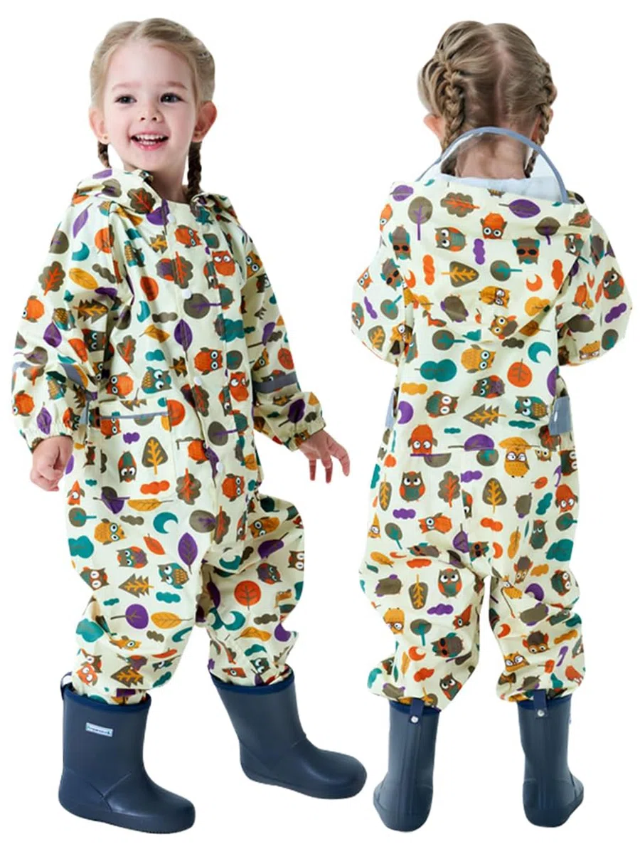 Poncho pluie Enfant Combinaison de Pluie pour Enfants Garçons Filles Imperméable Une Pièce Combinaison Imperméable