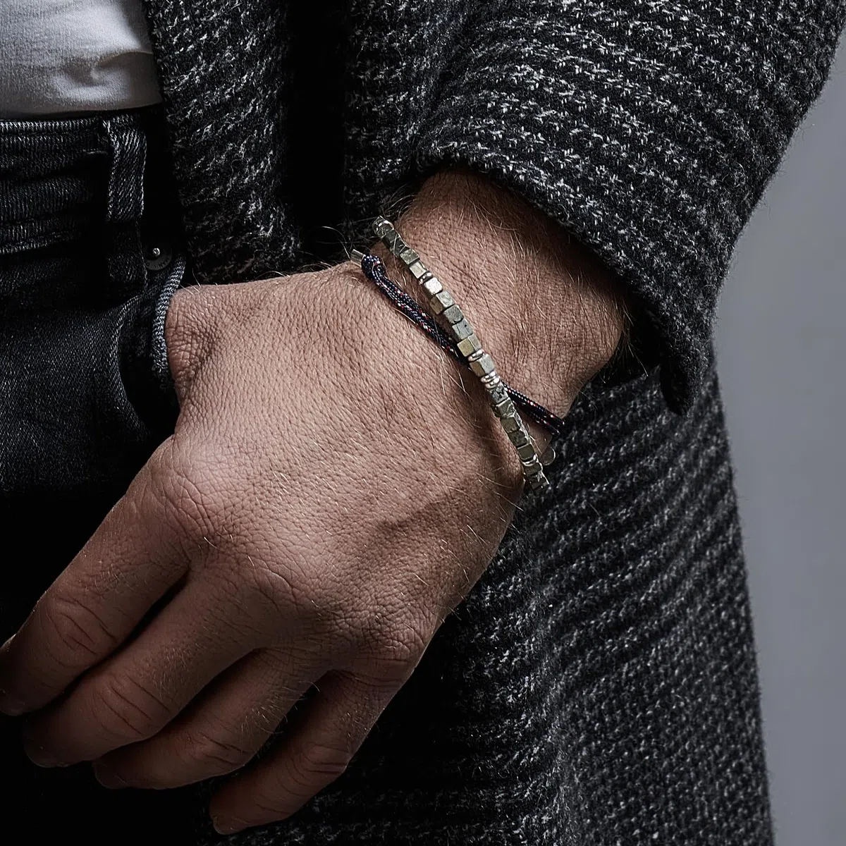 Nato Cuff - Bracelet Paracorde 2mm et Argent 925 - Bijou Homme ou Femme Ajustable dessiné et assemblé en France