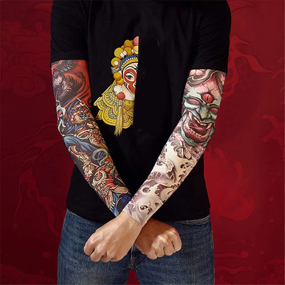 Manchons de faux tatouages temporaires à enfiler pour homme et femme - Accessoire de vêtements pour activités de plein air