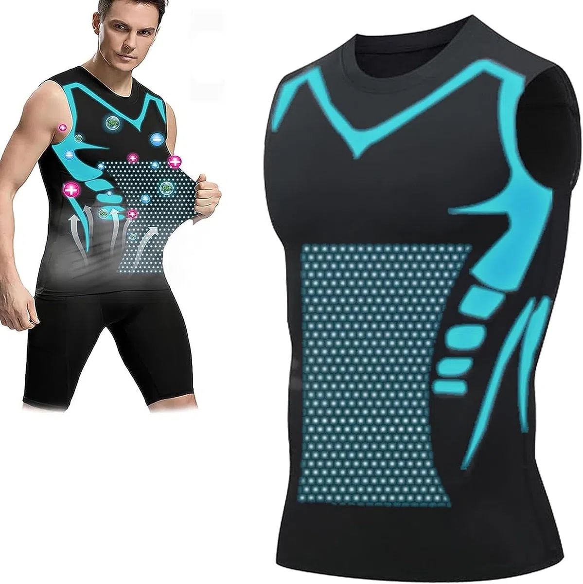 Gilet de modelage ionique, haut de compression pour homme, nouvelle version 2023, gilet de compression pour homme pour construire un corps parfait