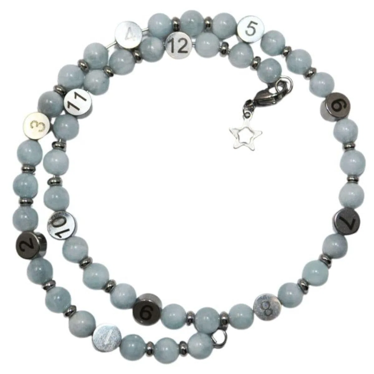 IRREVERSIBLE BIJOUX - Bracelet d'Allaitement & Biberonnage Pierres Aigue Marine Béryl - Suivi Précis Heures Tétées/Biberons - Pierre Apaisante Certifiée - Ajustable - Cadeau Baby Shower maman Unique