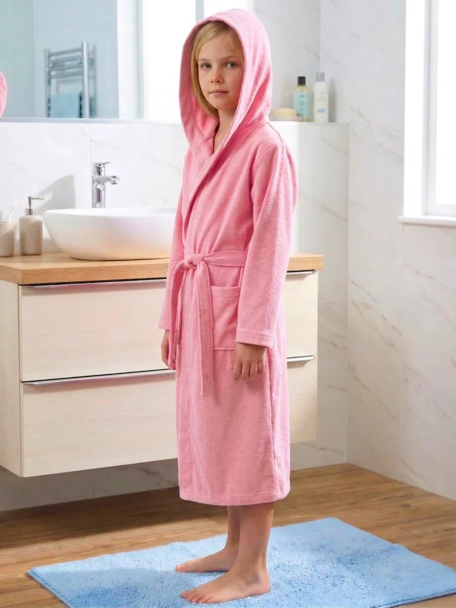 o-day Peignoir Enfant en Microfibre Léger et Pratique avec Capuche, Poches et Ceinture – 4 à 14 Ans