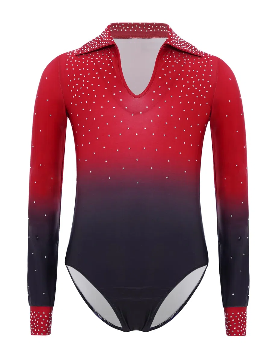 Enfants Tenue De Patinage Artistique Unitard Danse Avec Leggings Manches Longues Pour Garçons Justaucorps De Danse Classique Jazz