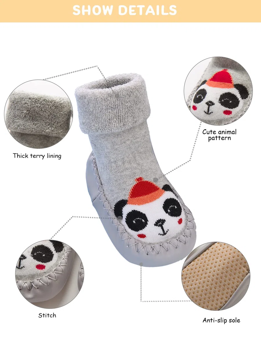 Adorel Chaussons Chaussettes Anti-dérapantes Bébé Lot de 2 Panda Renard 19-21 (Taille Fabricant: 13)