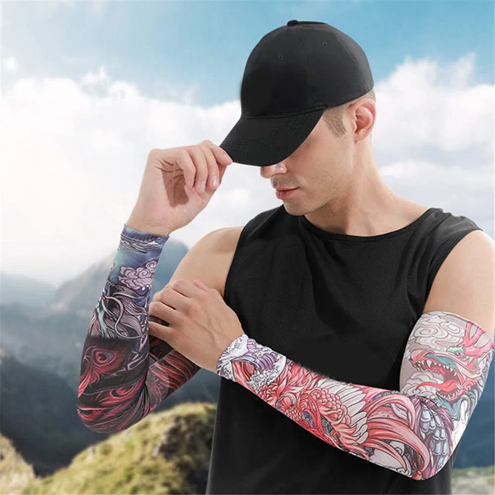 Manchons de faux tatouages temporaires à enfiler pour homme et femme - Accessoire de vêtements pour activités de plein air