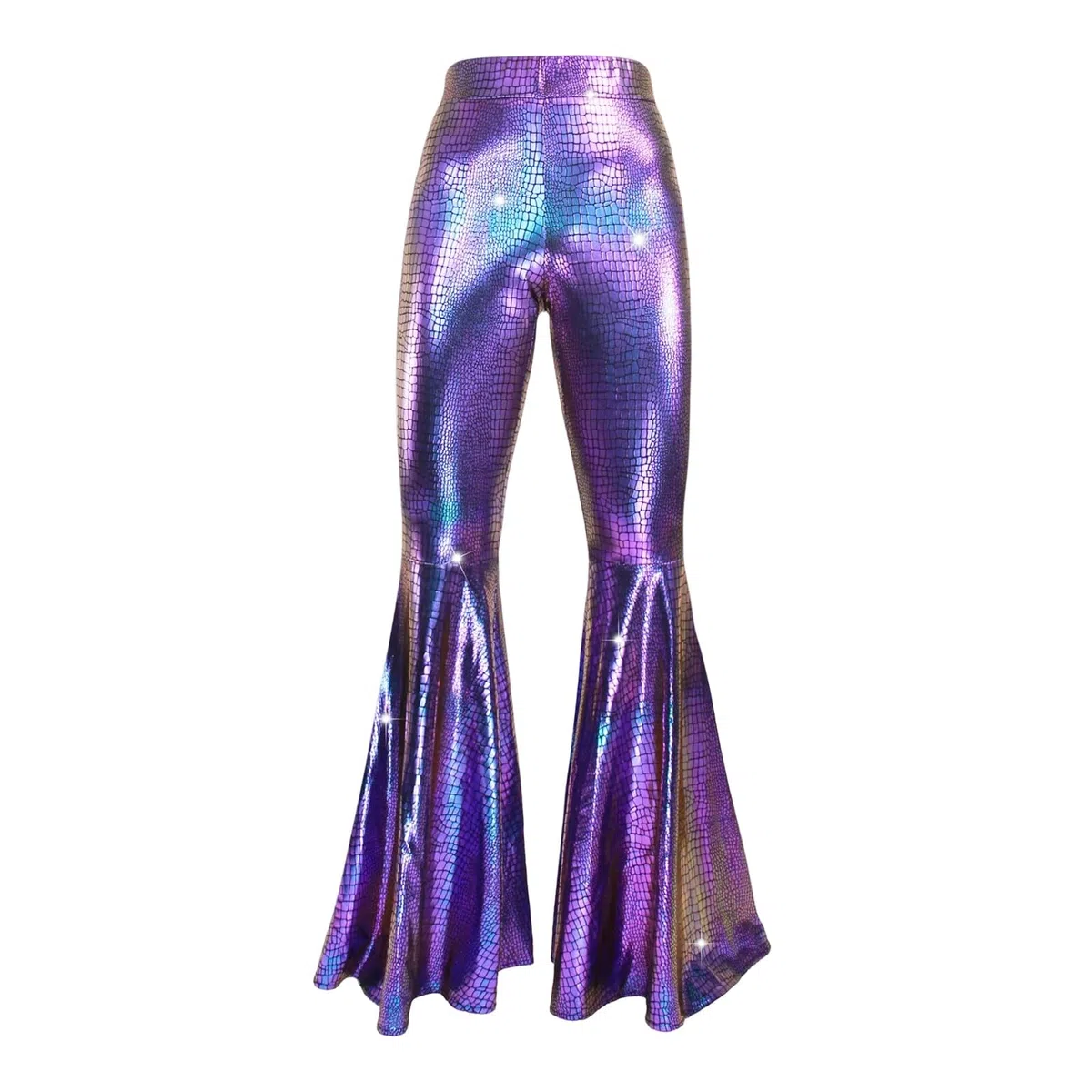 Pantalon à paillettes pour femme - Pantalon long métallique à paillettes - Tenue des années 70 - Taille haute - Élégant - Vintage - Hip Hop - Disco - Fête - Festival