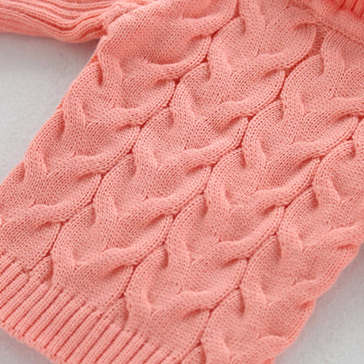 Pull à Grosses Torsades Col Roulé Bébé Fille en Tricot Manches Longues Haut Chandail Motif Imprimé Ours