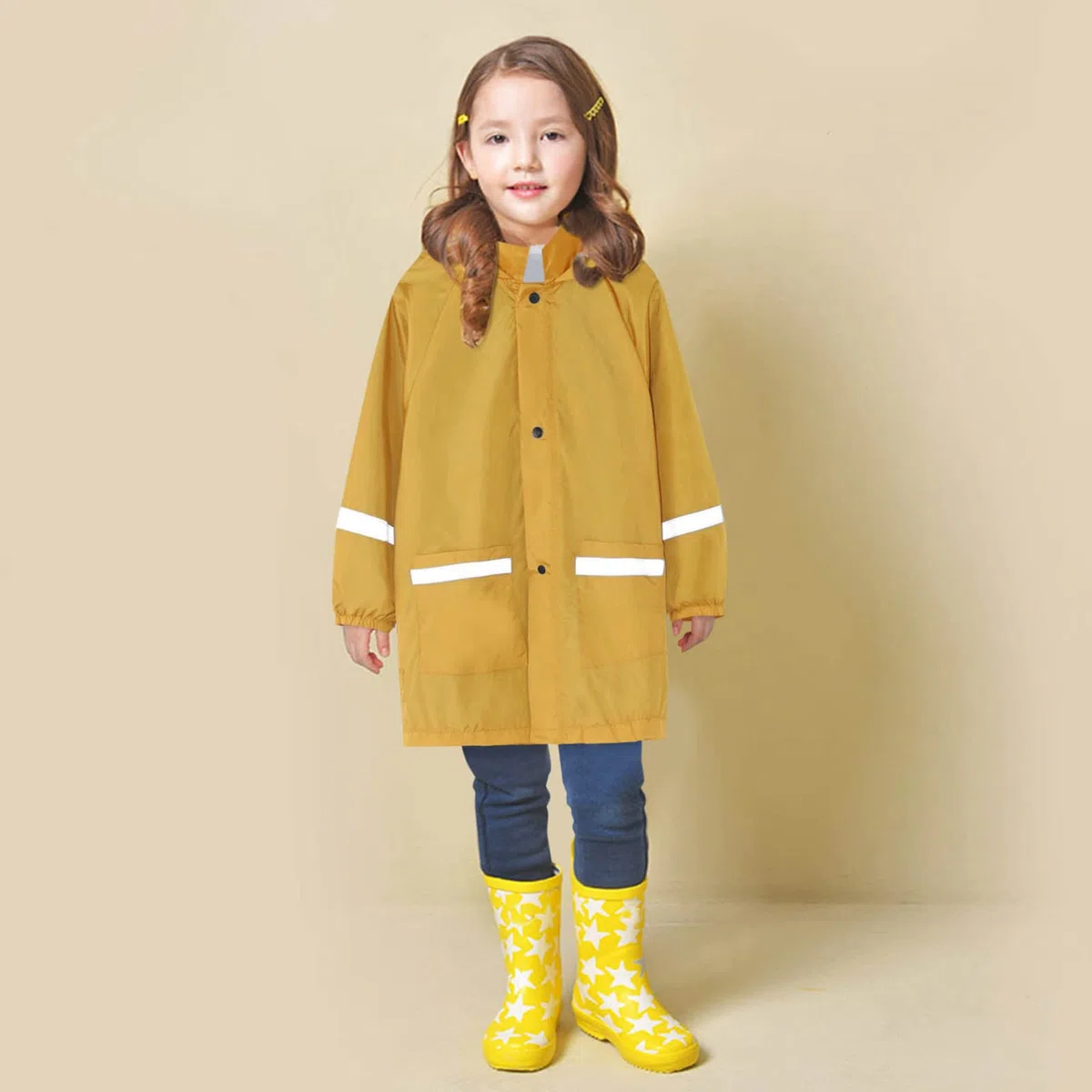 Generisch Poncho de pluie pour enfant - Siège de vélo - Veste de pluie avec bouton - Coupe-vent - Manches longues - Sweat à capuche - Montre analogique