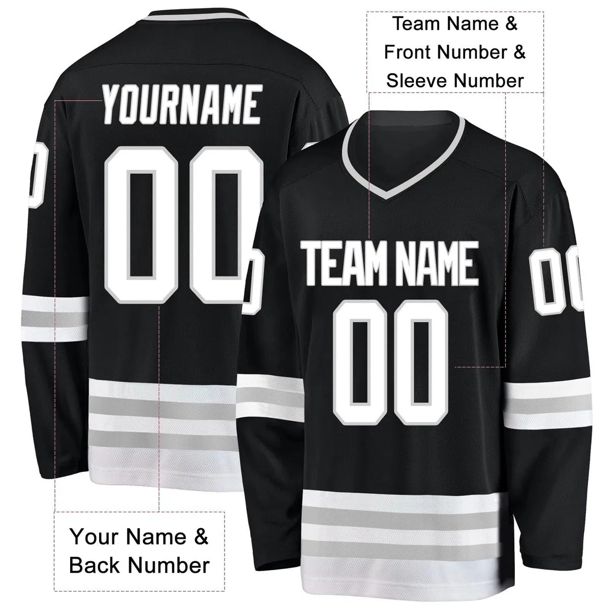 Maillot de Hockey Personnalisé - Concevez Votre Shirt de Hockey Personnalise avec Votre Nom équipe Numéro à Col en V Homme Femme Youth Maillots de Hockey sur Glace S-5XL