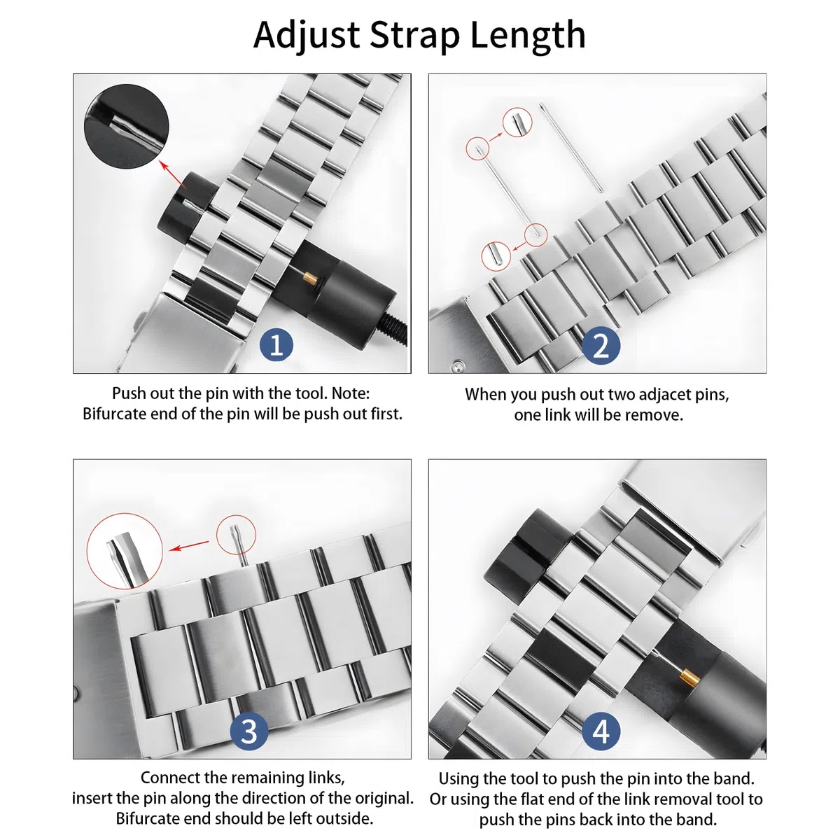 TStrap Bracelet Montre Metal Poli - Noir Acier Inoxydable Dégagement Rapide Bracelets - Métallique Smart Watch Strap pour Homme Femme Remplacement - 12mm ... 20mm 22mm 24mm