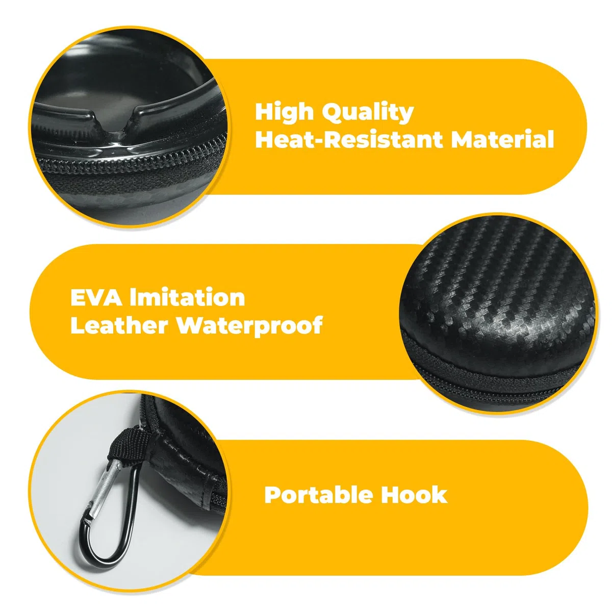 Cendrier Portable Mini avec Couvercle et Porte-Clés pour Extérieur et Voyage