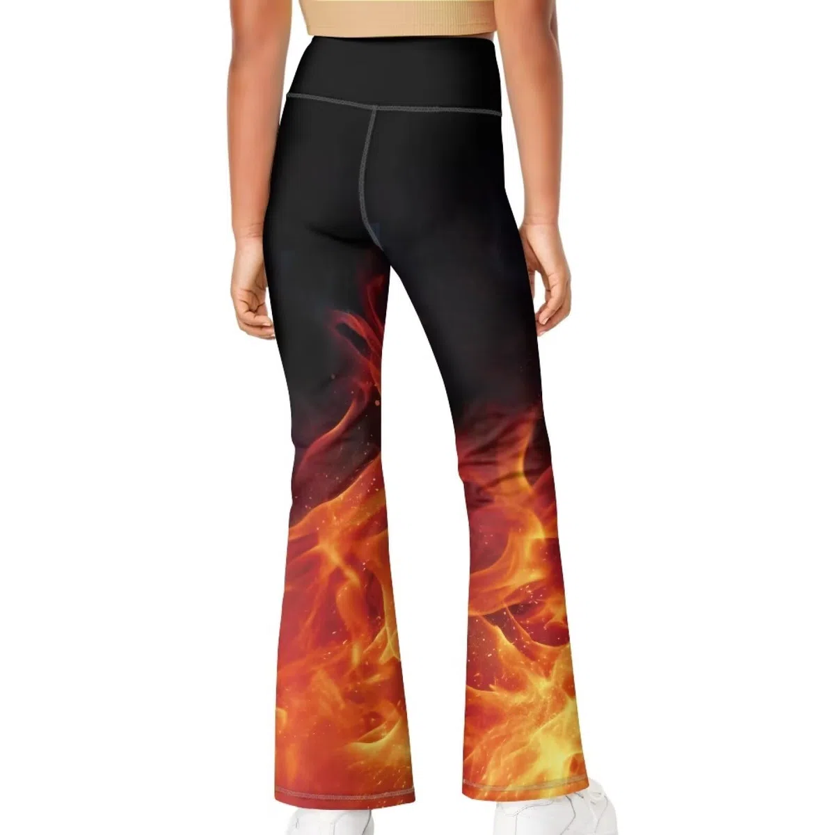 Pantalon de survêtement évasé taille haute pour filles - Pour yoga, danse