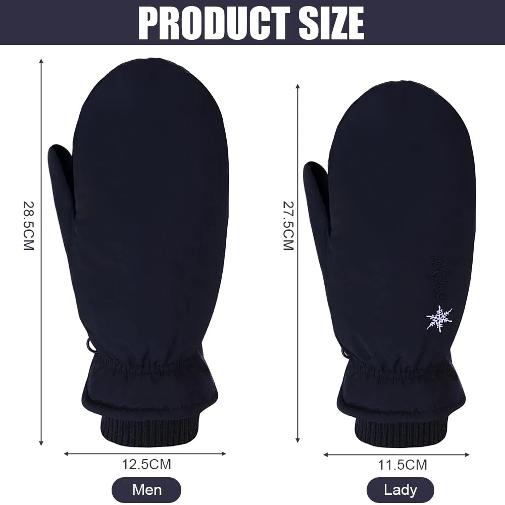 Bseical Gants Et Moufles Femme, Moufles Ski Homme, Gant Tactile, Gant Peluche Hiver Coton Thermique De Sport Moto Ski Velo VTT Cyclisme Impermeable Noir