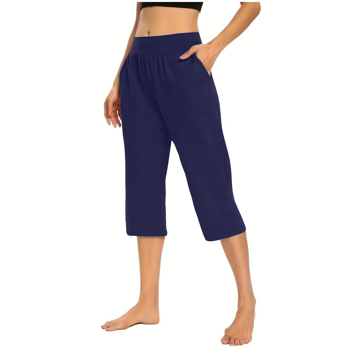 2024 Pantalon Été Femme Pantalon Casual Taille Haute Couleur Unie Femme Élasticité Respirants Été Taille Élastique Cordon De Serrage Pantalon Fluide Femme avec Poches Pantalon De Plage