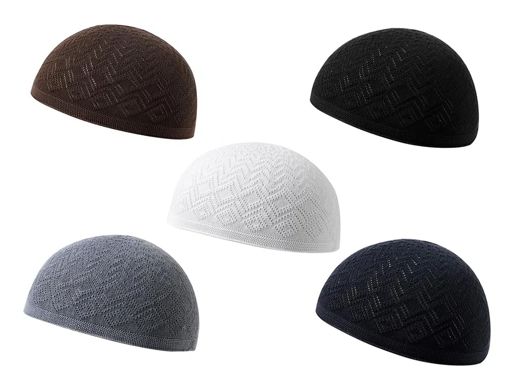 Anlising 5PCS Chapeau Homme Kufi, Chapeau Musulman Kufi, Bonnet Priere Islamique, Chapeaux Musulmans Kufi, Musulman Bonnet Tricot Crochet, pour Musulmans, Islam, Hommes, Femmes (5 Couleurs)