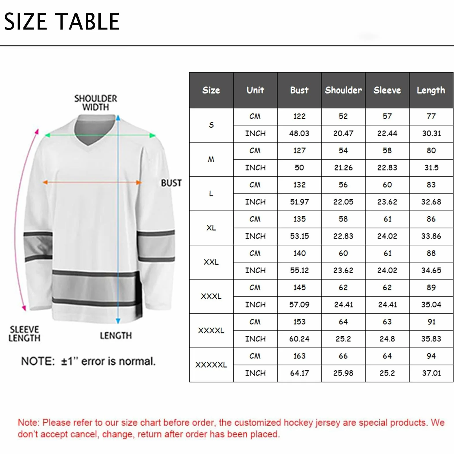 Maillot de Hockey Personnalisé - Concevez Votre Shirt de Hockey Personnalise avec Votre Nom équipe Numéro à Col en V Homme Femme Youth Maillots de Hockey sur Glace S-5XL