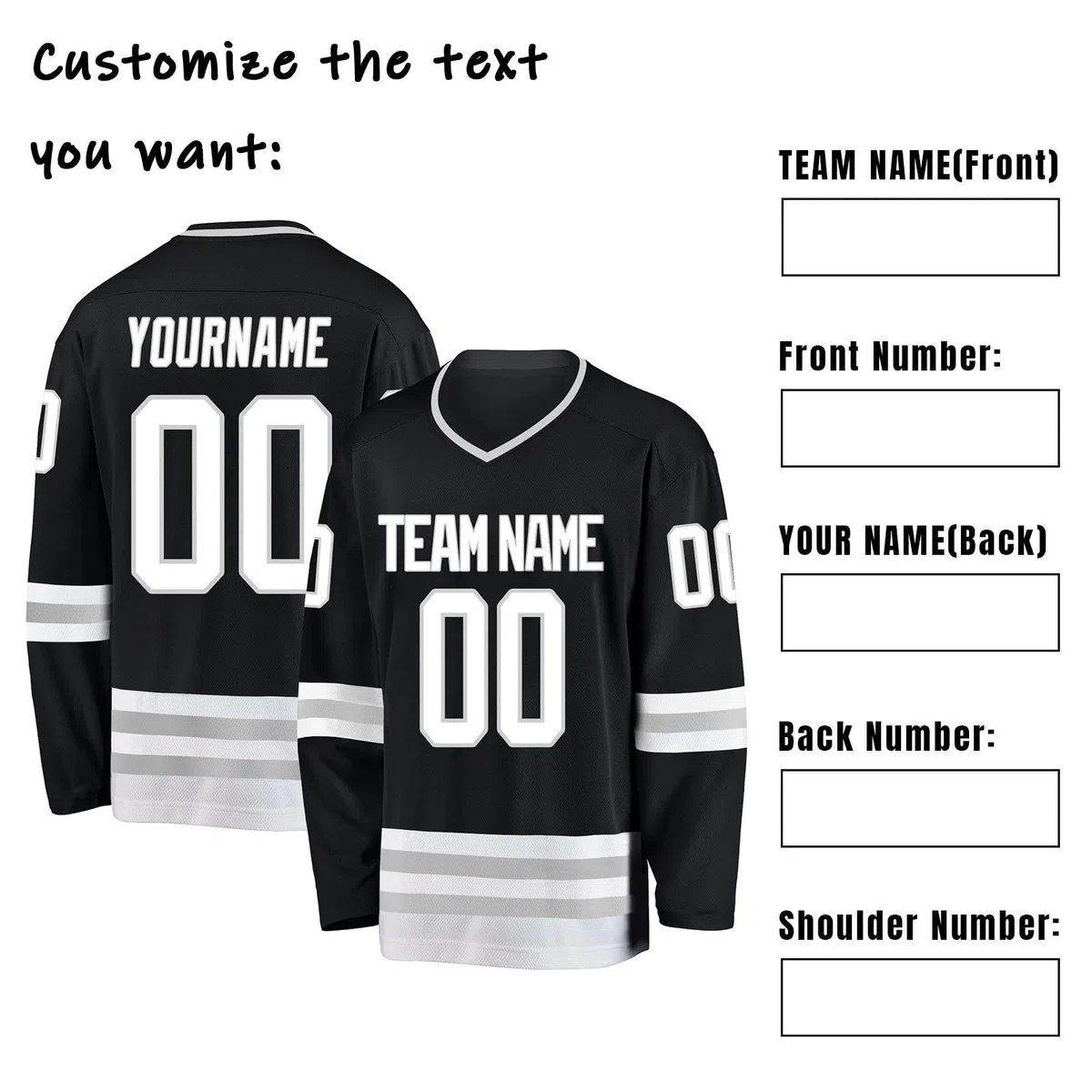 Maillot de Hockey Personnalisé - Concevez Votre Shirt de Hockey Personnalise avec Votre Nom équipe Numéro à Col en V Homme Femme Youth Maillots de Hockey sur Glace S-5XL