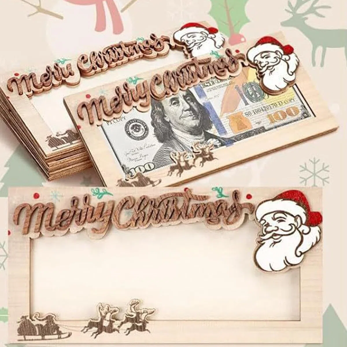 Porte-espèces de Noël, cartes de Noël amusantes | Porte-monnaie en bois pour amis, , vacances