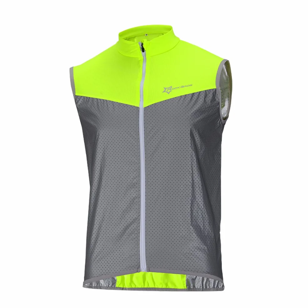 ROCKBROS Gilet Jaune Reflechissant Vélo Running Gilet Fluo Sécurité Haute Visibilité Moto Trotinette Vest sans Manche Homme Femme Jaune Vert M-4XL