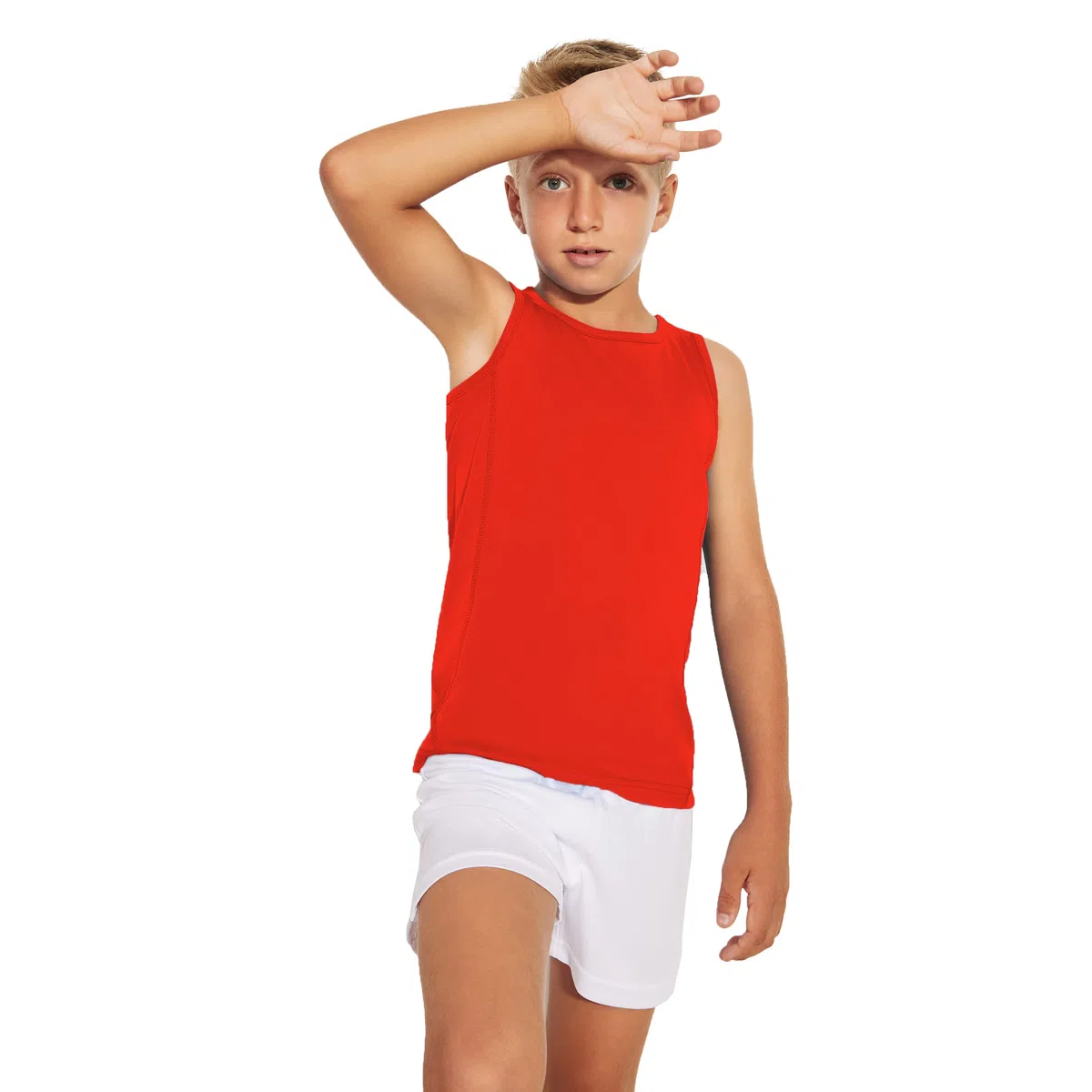 Débardeur technique respirant pour enfants – T-shirt de sport sans manches, emmanchures, confortable et doux
