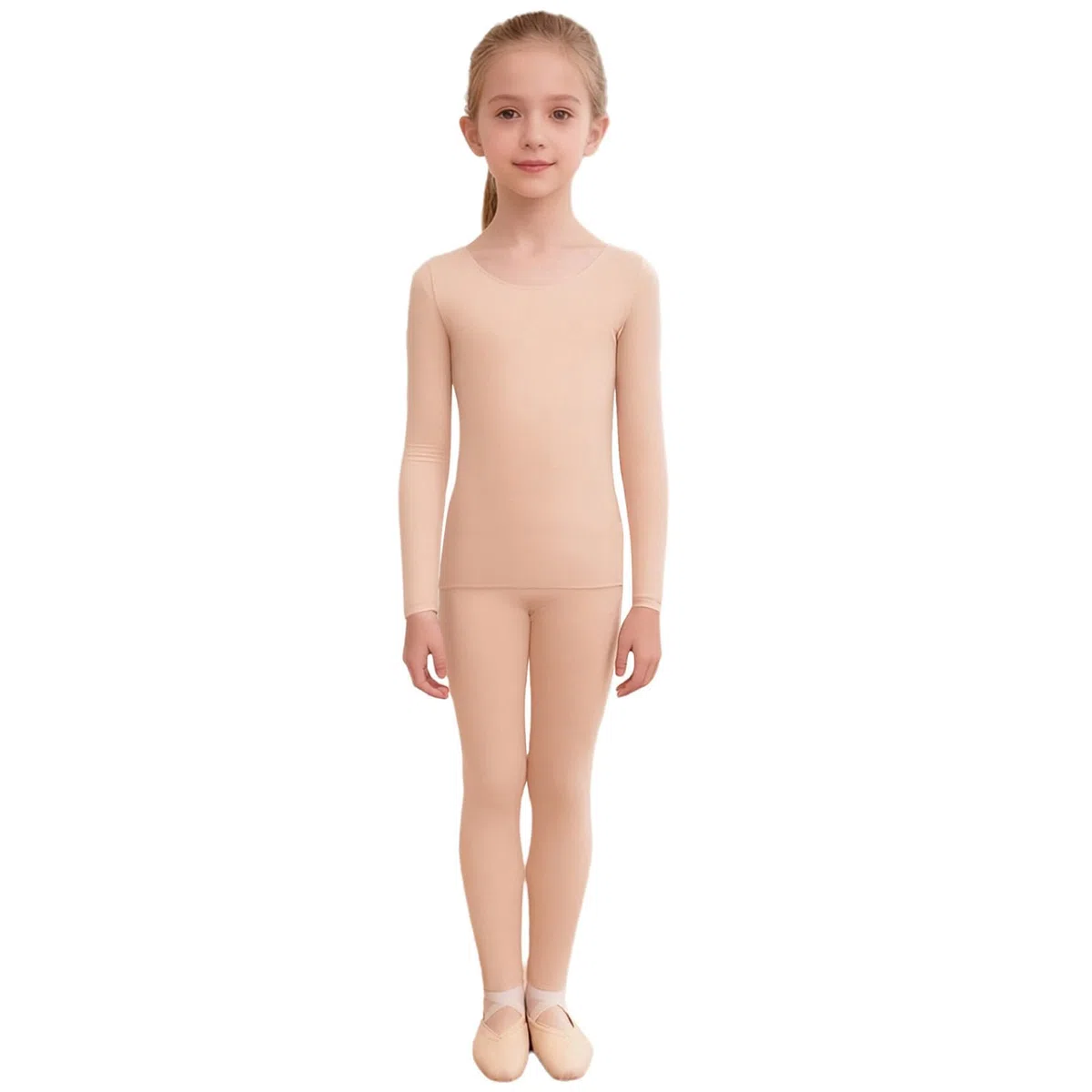 Sywiyi Sous-vêtements thermiques 2 pièces pour fille - Chemise thermique à manches longues - Legging de patinage artistique - Collants chauds - Vêtements de danse