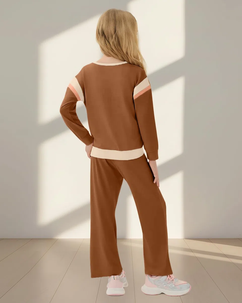 JiAmy Ensemble de vêtements d'automne 2 pièces pour filles - Tenue à manches longues et pantalons élégants pour 3 à 12 ans