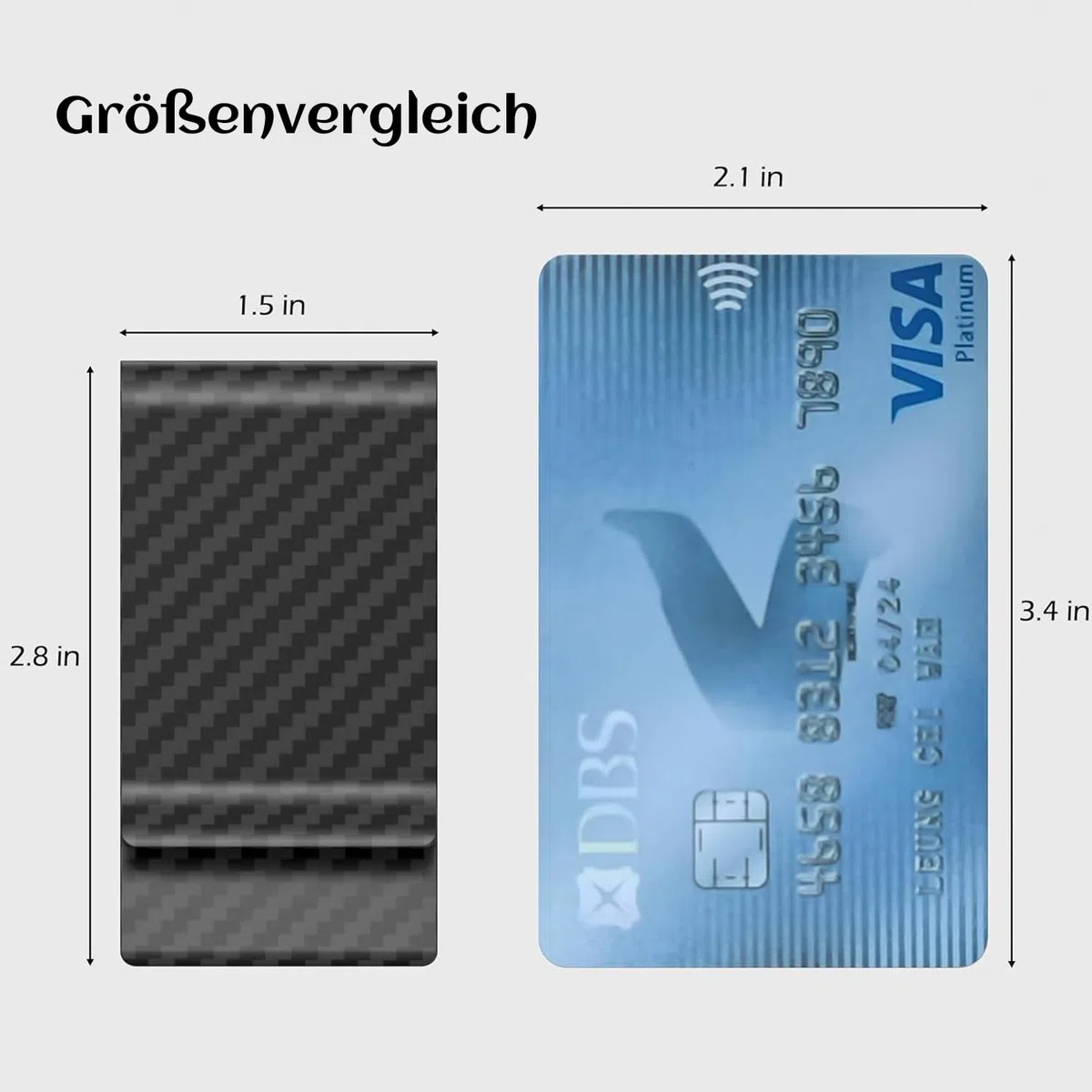 Pince à Billets en Carbone, Pince à Billets pour Hommes, Pince à Billets pour Hommes, Femmes, Employés de Bureau pour Billets de Banque, Carte de Visite, Cadeau de Carte de Crédit