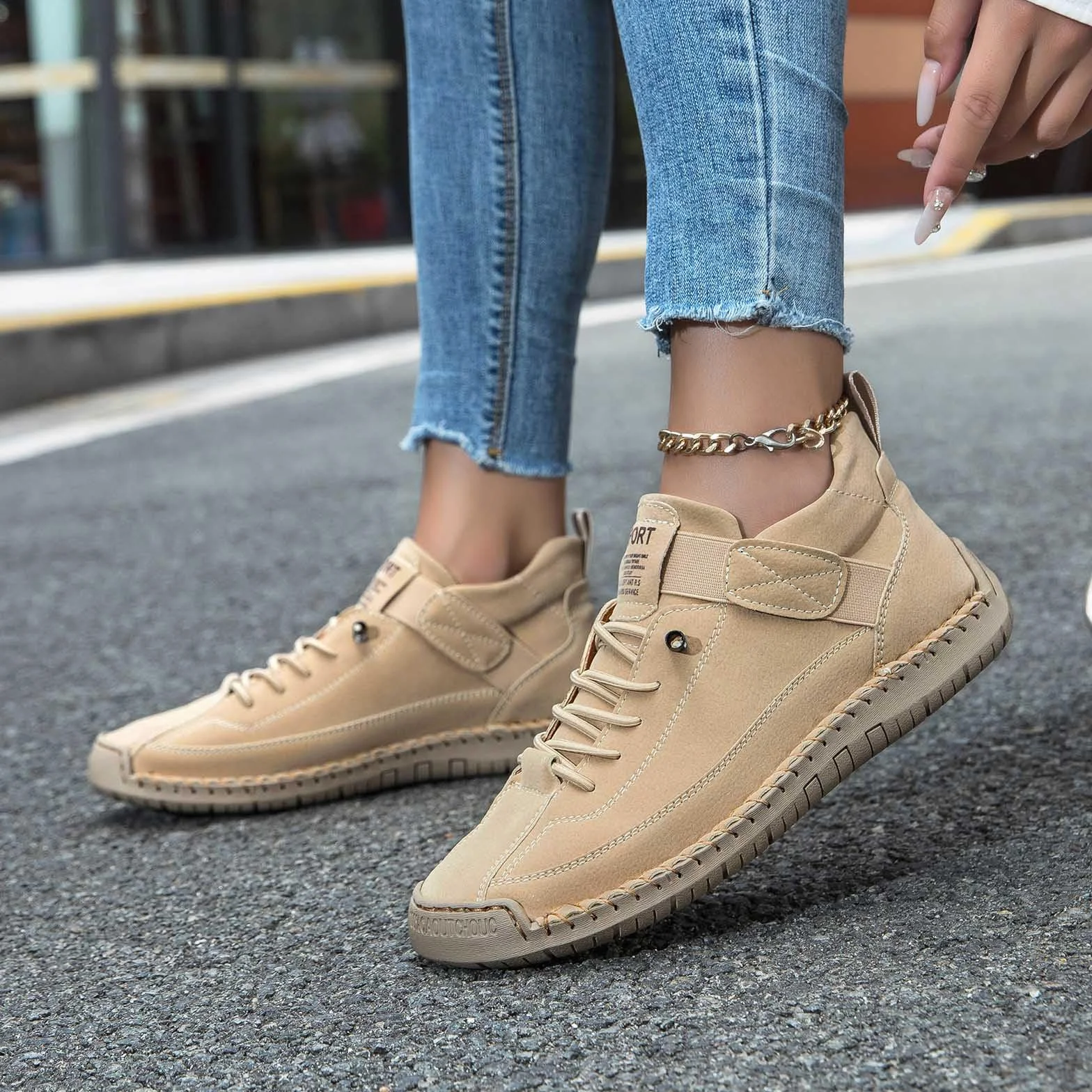 Baskets pour femme - Chaussures de randonnée décontractées pour la main - Semelle souple et souple - Chaussons plats confortables pour le quotidien - Design léger et respirant