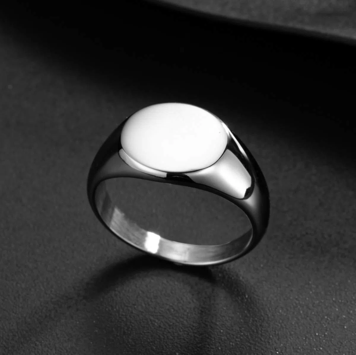 Bague Ronde Homme Femme Acier Inoxydable/Oro Bague Poli Personnalisée Chevalière Taille 49 à 70