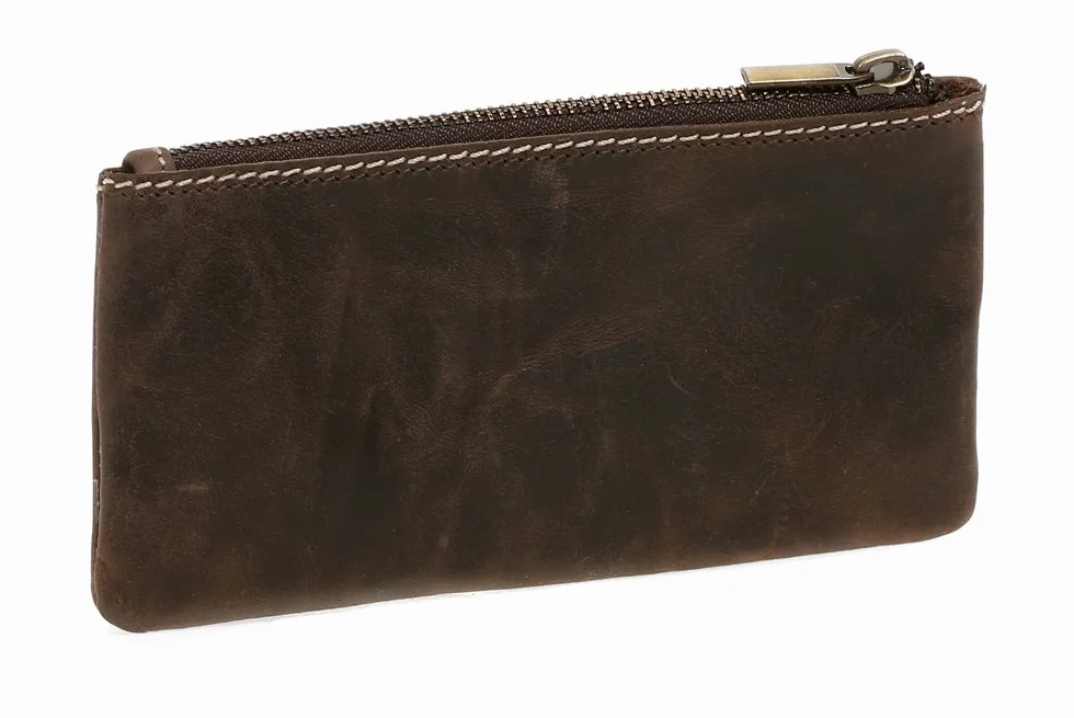 LEAS Pochette pour clés très Grande Taille, Cuir véritable, Marron Vintage-Collection''
