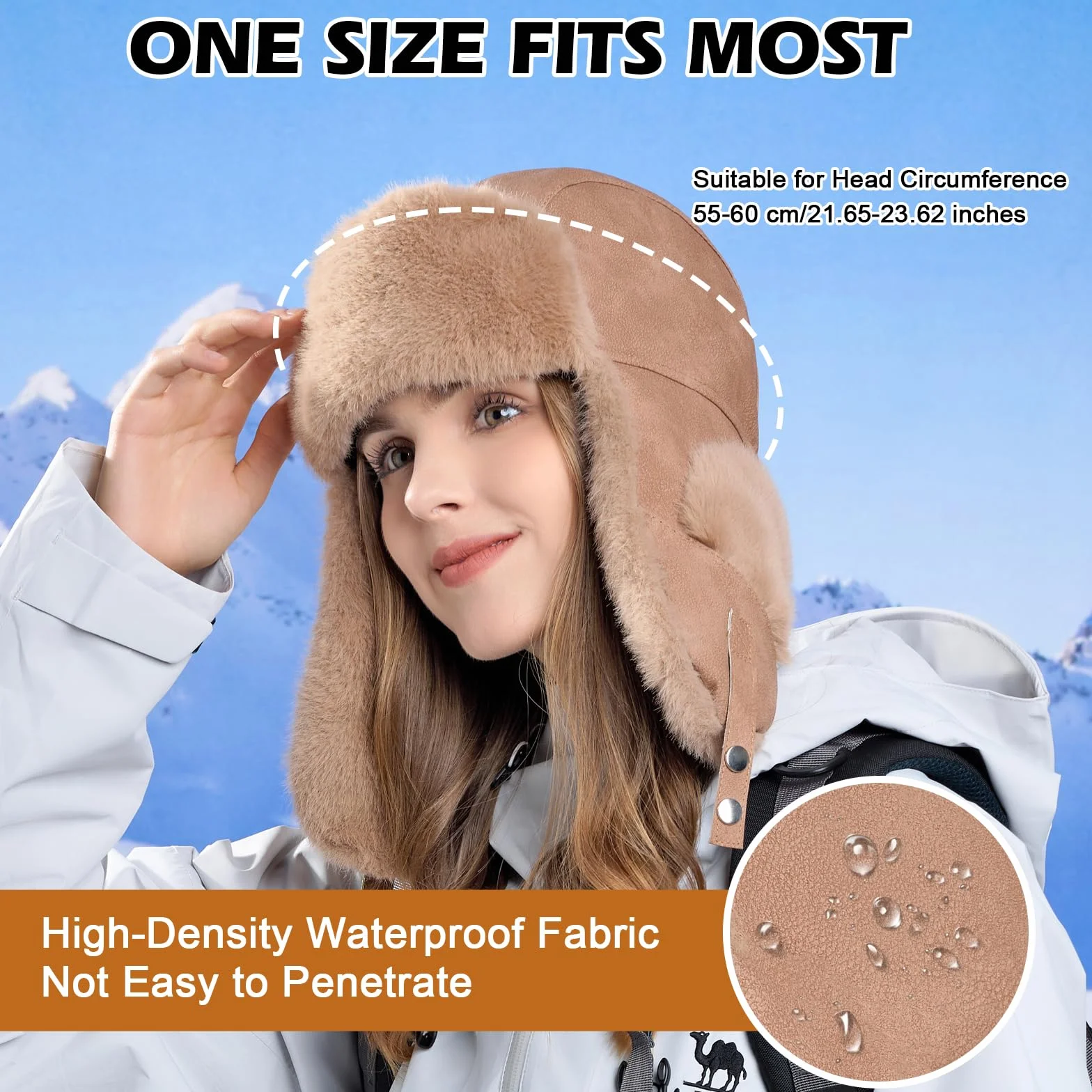 TAGVO Chapeau Trappeur d'hiver, Chapka Russe Décontractée pour Hommes et Femmes, Ushanka Bomber avec Protège-Oreilles, Chapeau Eskimo Doublé en Polaire et Coupe-Vent pour Temps Froid