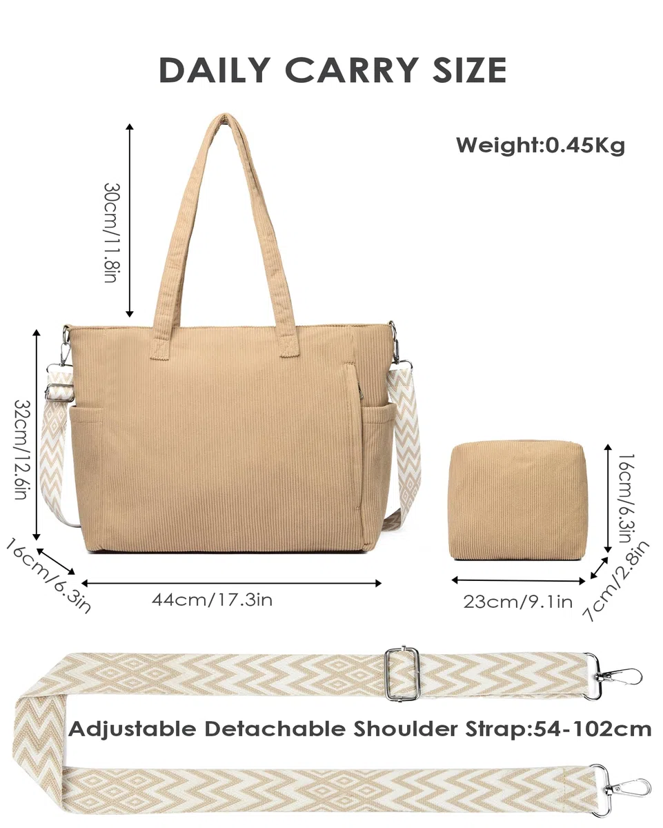Makukke Cord Tote Bag Shopper Sac Femme Sac à bandoulière Grand sac à main Sacs à bandoulière pour le travail Bureau Voyage Shopping École