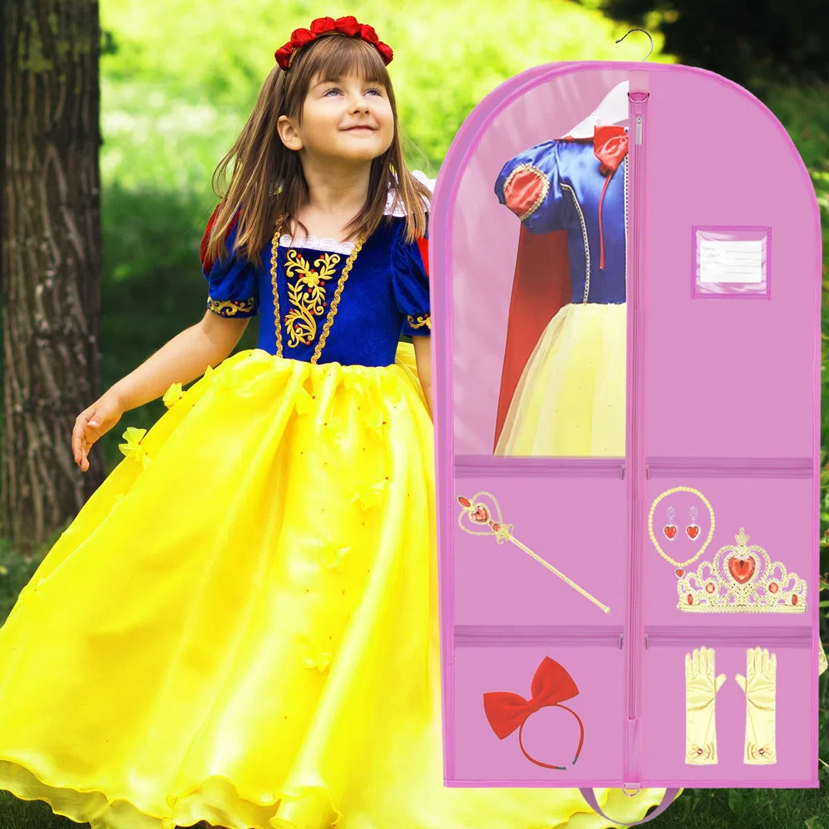 40" Sac de Costume pour Filles avec Gousset/Poches/Poignées, Pliable Housses de Vêtements de Costume de Danse, Anti Poussière Etanche Housses de Protection pour Compétitions Voyage Récitaux Concours