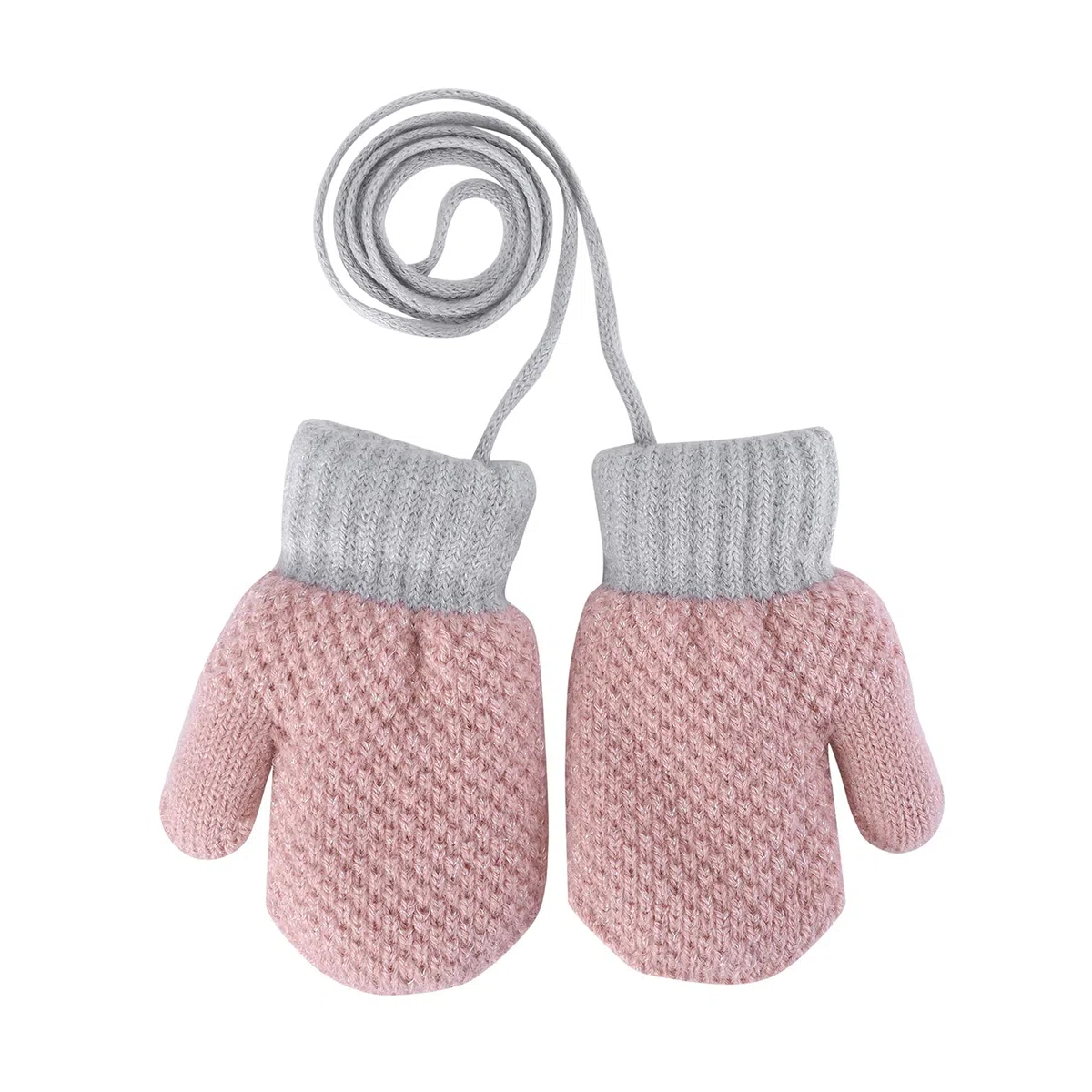 Gant Hiver Enfant 2-4 ans Mitaines Plein-doigts Laine Tricot Fille Garçon Moufles Polaire Chaud avec Rayures d'ananas Moufles gants avec Ficelle Gants de Ski Gloves pour Extérieur Vélo Moto Escalade