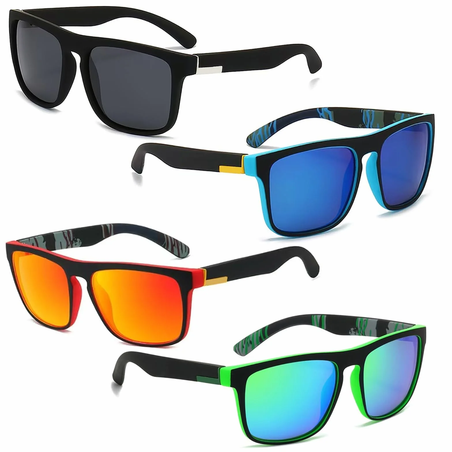 Lot de 4 paires de Lunettes de Soleil Lunettes de Soleil Polarisées pour Homme Femme Disponibles UV Protection