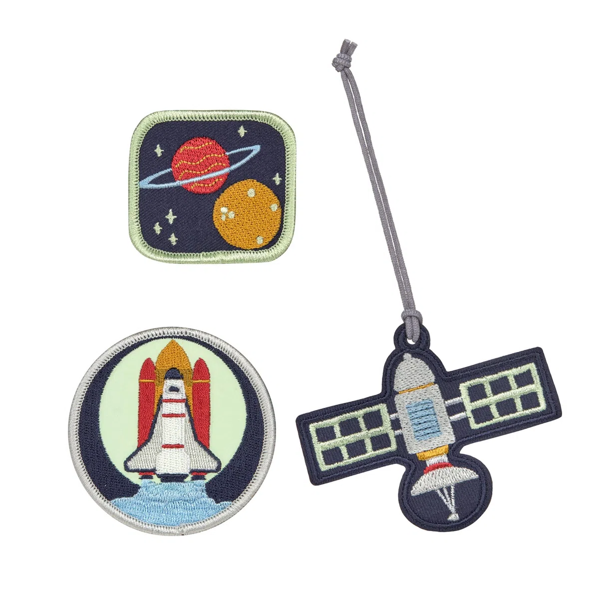 LÄSSIG Set de pendentifs et d'écussons (3 pièces) pour l'école avec Bouton Pression/School Patches Set Space