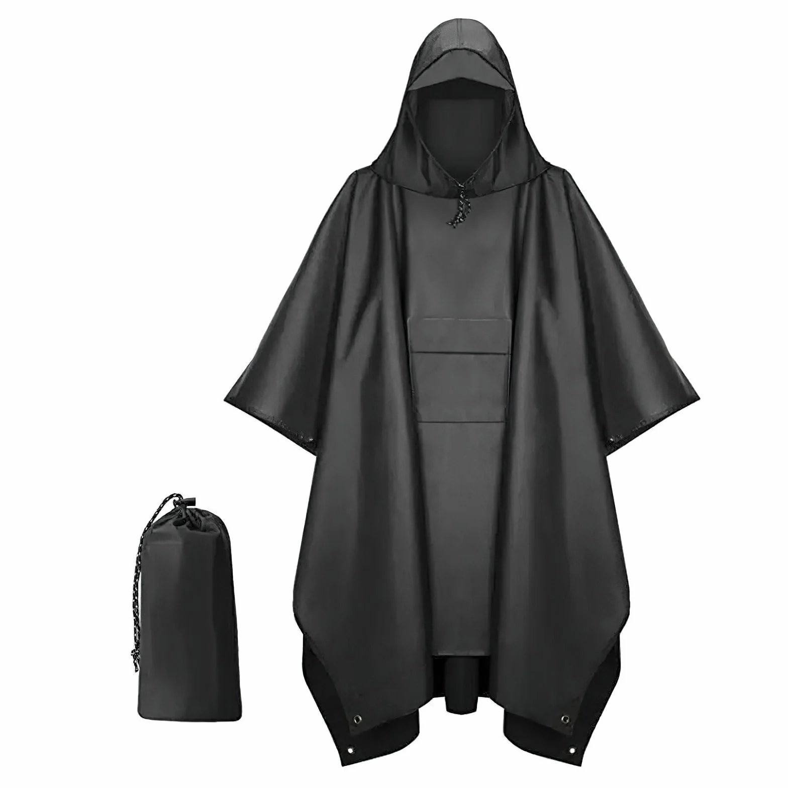 DAWRIS Poncho de Pluie Imperméable 3 en 1 en Oxford 210T - Veste Pour Homme Avec Capuche - Pour Festival, Vélo, Randonnée, Camping, Pêche