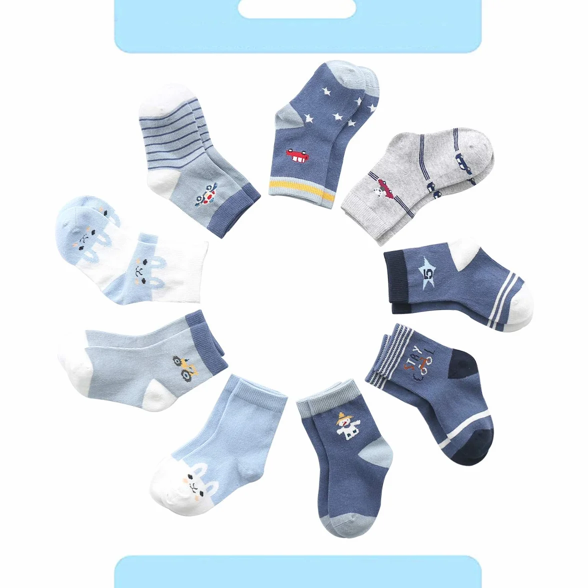 Coton Bébé garçon Chaussettes Naissance, 9 Paires Mignon Chaussettes pour Bébé garçon