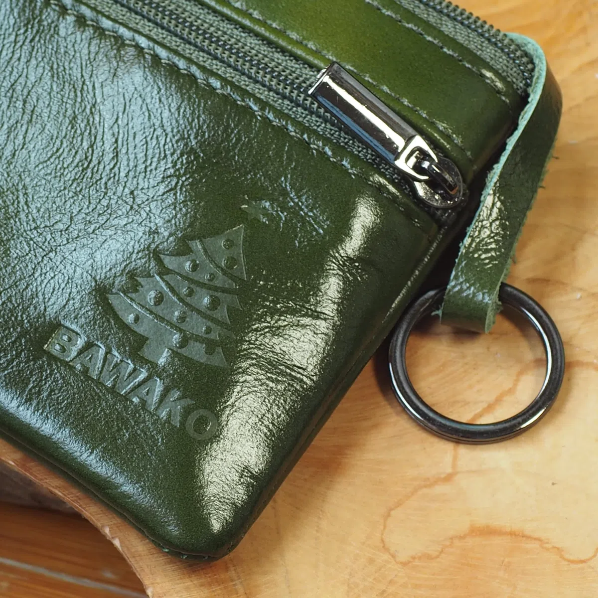 Étui à clés en cuir véritable édition spéciale, étui à clés pour femme, homme, enfant, porte-monnaie compact fait à la main spécial, vert, Weihnachtsbaum M, Poche pour carte d'identité