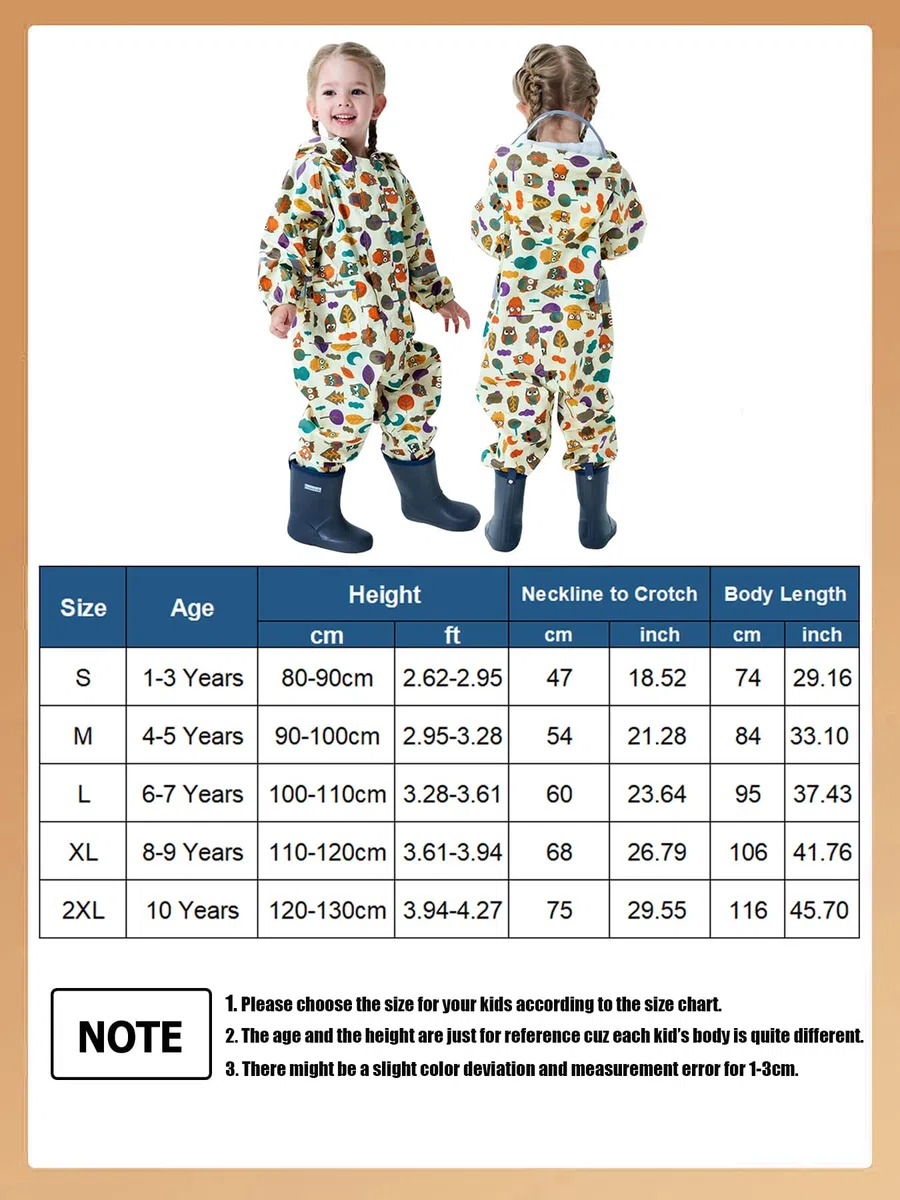 Poncho pluie Enfant Combinaison de Pluie pour Enfants Garçons Filles Imperméable Une Pièce Combinaison Imperméable