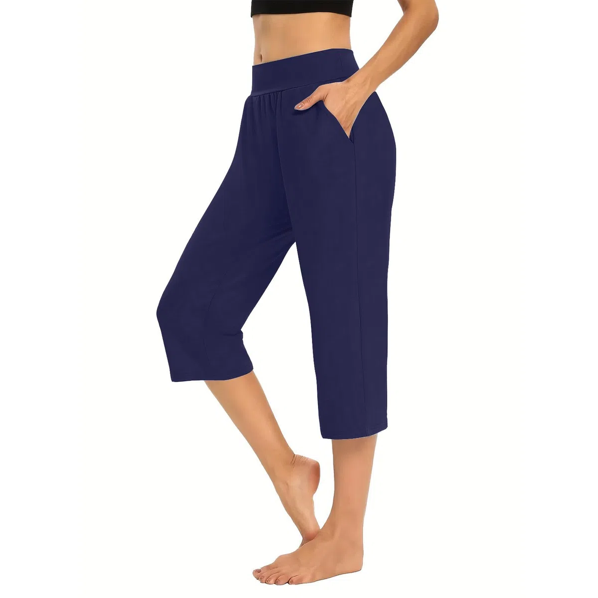 2024 Pantalon Été Femme Pantalon Casual Taille Haute Couleur Unie Femme Élasticité Respirants Été Taille Élastique Cordon De Serrage Pantalon Fluide Femme avec Poches Pantalon De Plage